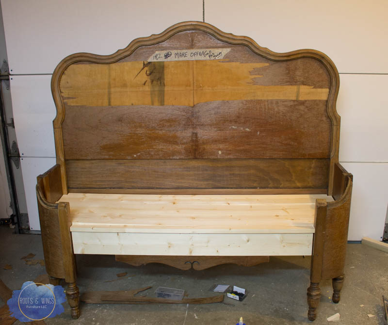 Up Cycled Headboard Bench Roots, How To Make A Bench Out Of Bed Headboard And Footboard
