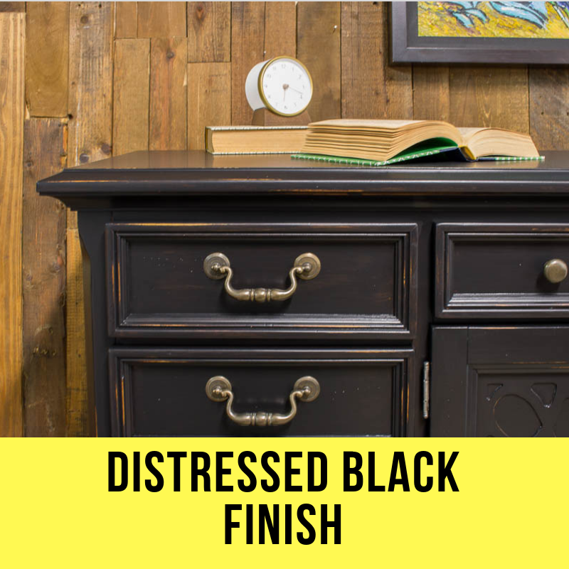 Distressed Black Finish Roots, How To Paint Furniture Black Distressed